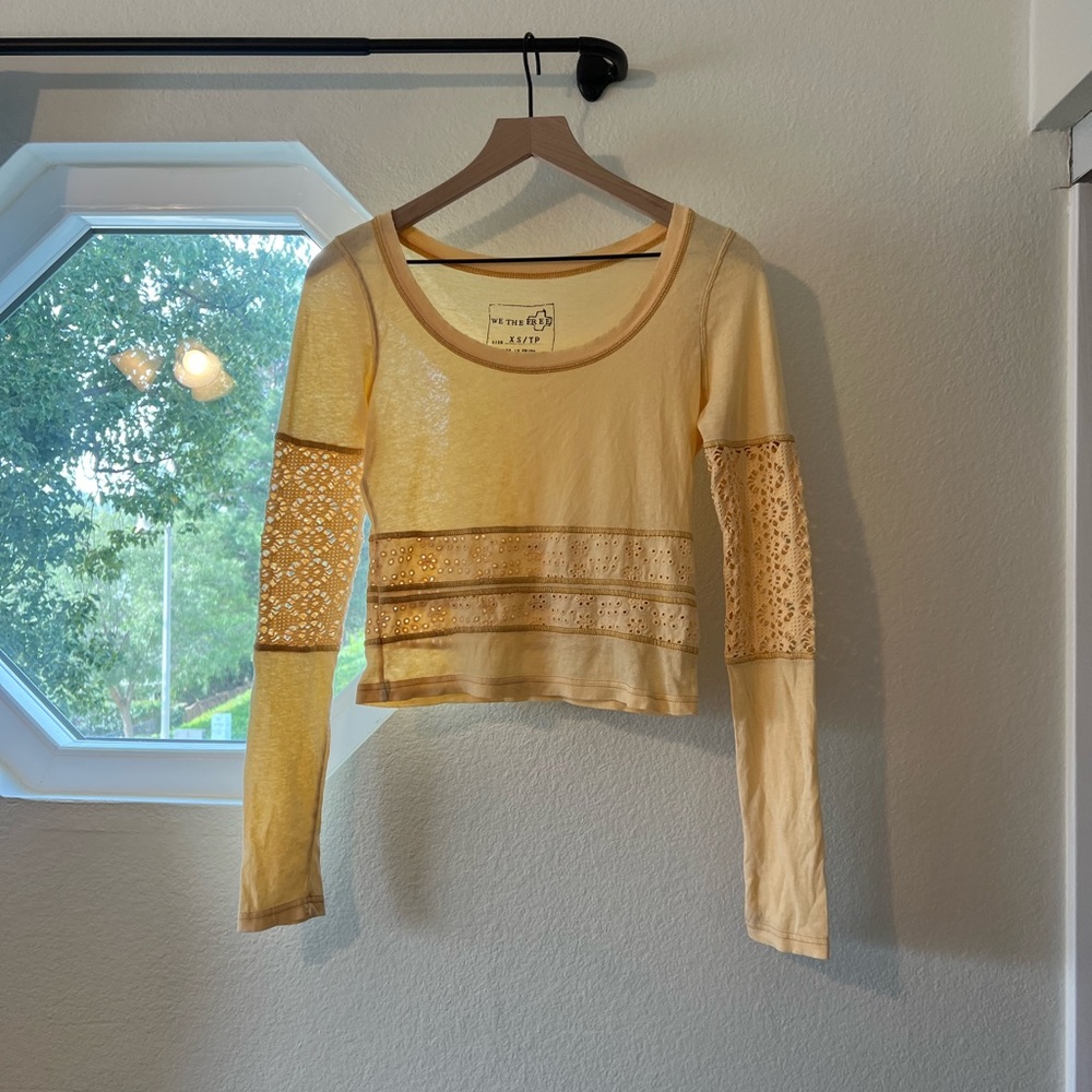 Free People long sleeve Lace Embroidered top